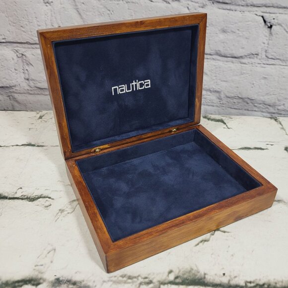 Nautica Wooden Jewelry Box With Velvet Lining Dresser Box for Keys or Misc - Picture 1 of 6